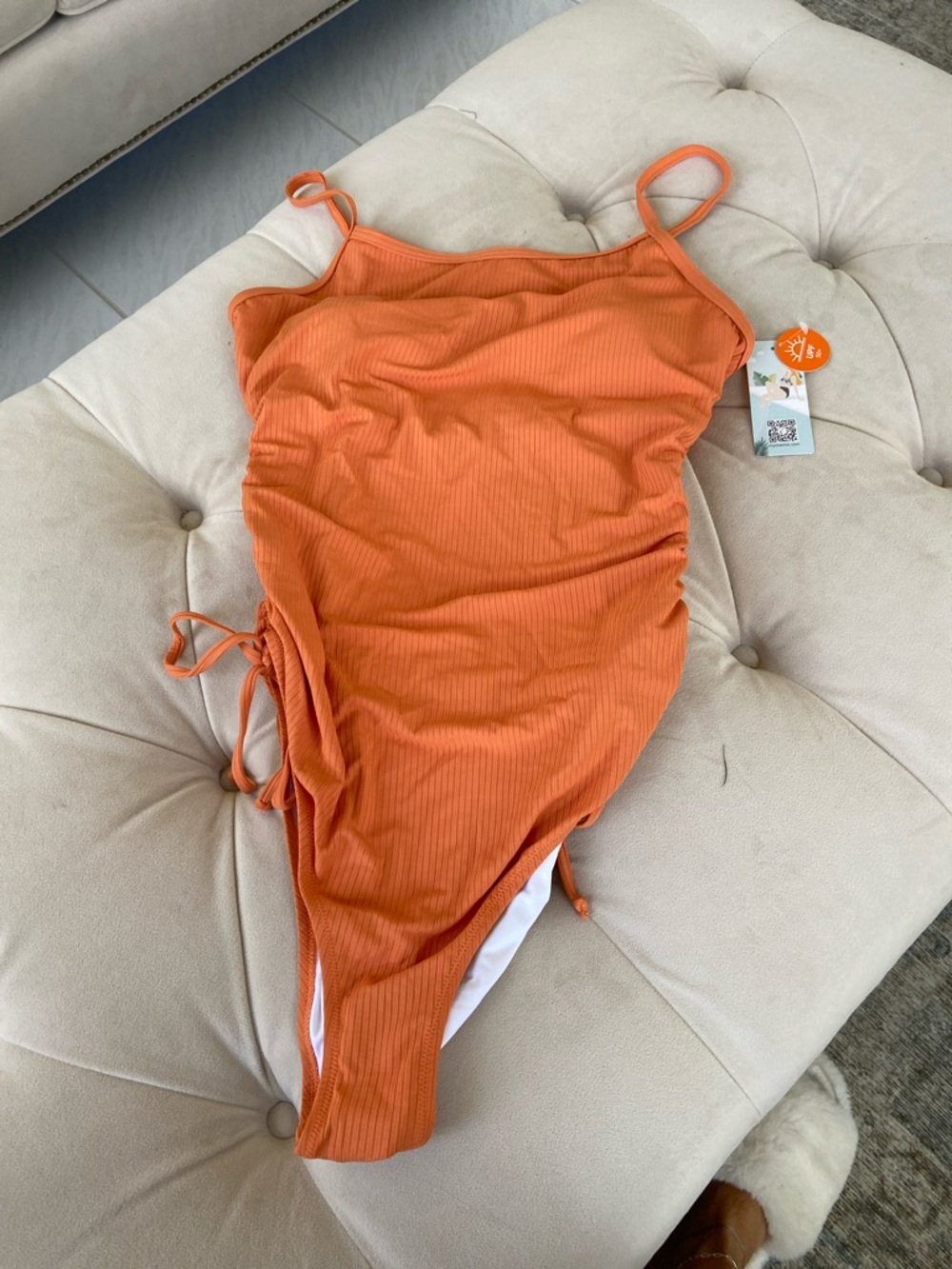 Attracosports Ribbed Orange One-Piece Swimsuit (NWT)